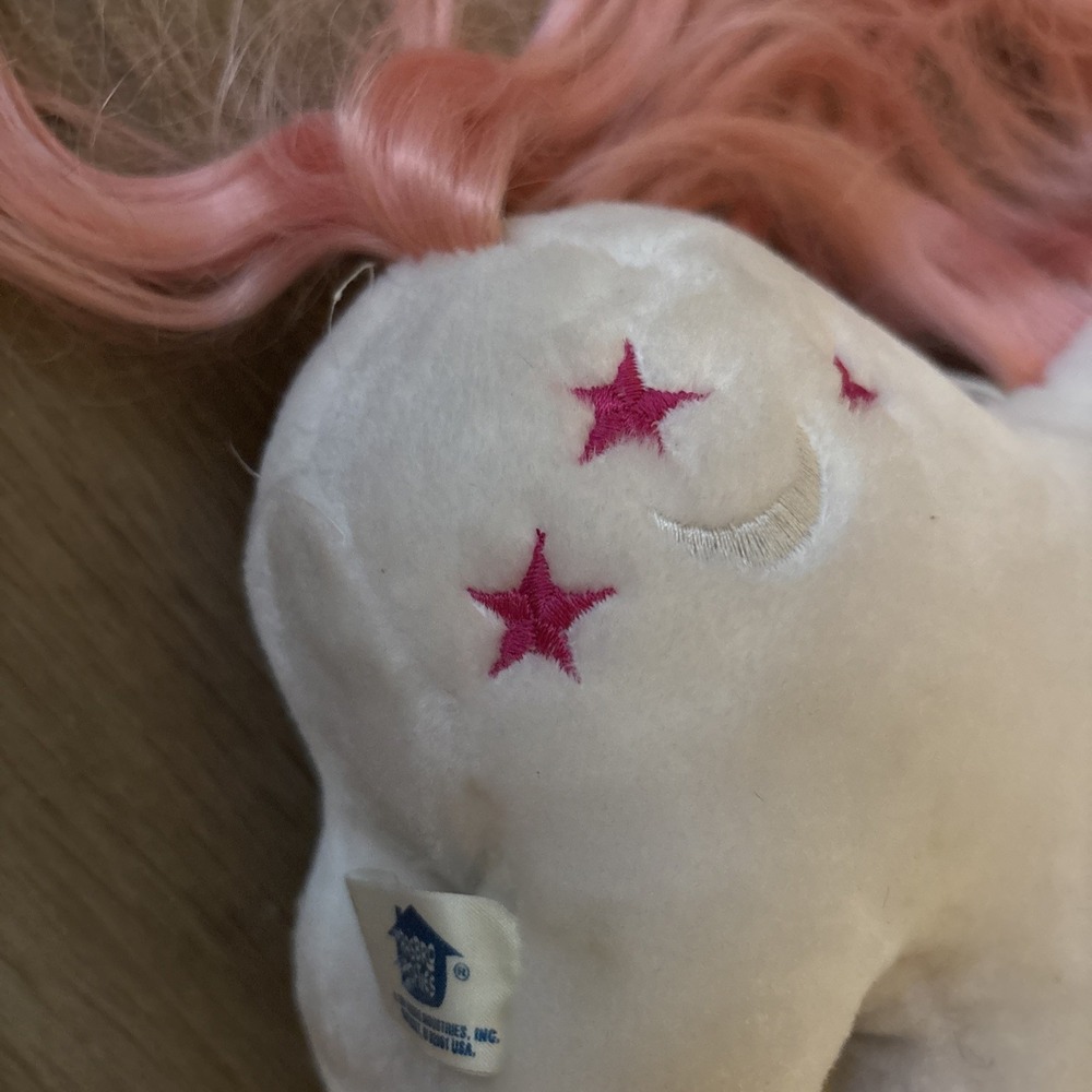 Vintage My Little Pony Moondancer Unicorn Plush Hasbro Softies 1984 White 10in - Picture 2 of 11